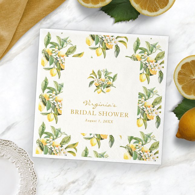 Lemon Brautparty Napkins Serviette (Elegant Lemon Floral Bridal Shower Napkins by Painted Paperie
)