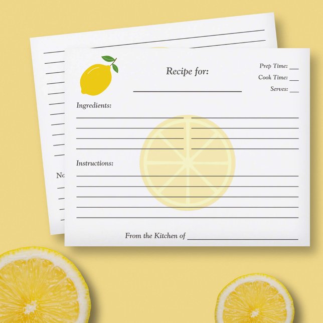 Lemon Brautparty Rezept Card (Lemon Bridal Shower Recipe Card)
