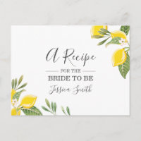 Lemon Brautparty Rezpe Card Citrus Rustic Boho