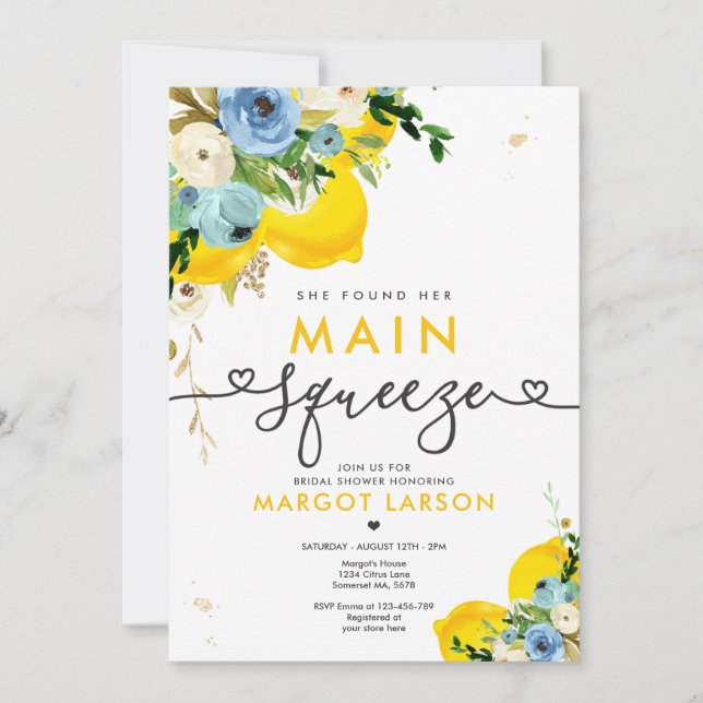 Lemon Brautparty sie fand ihren Hauptpresse Einladung (Vorderseite)