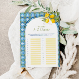 Lemon Brautparty Wedding A-Z Game Card Einladung