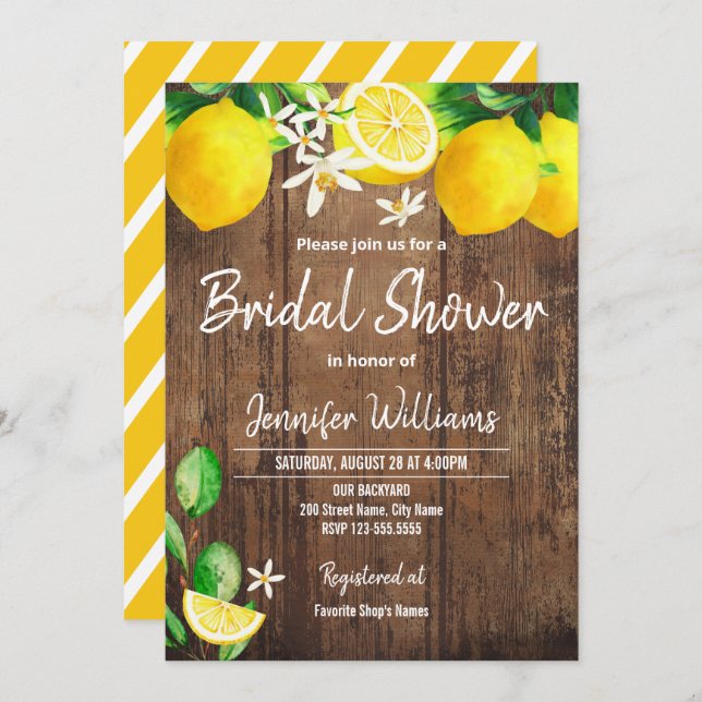 Lemon Bridal Dusche Einladung (Vorne/Hinten)