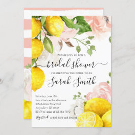 Lemon Bridal Dusche Einladung mit rosa Blume