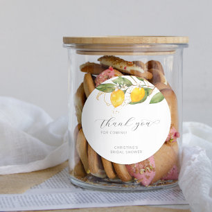 Lemon Bright Citrus Floral Brautparty Vielen Dank Runder Aufkleber