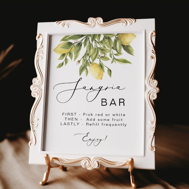 Lemon Calligraphy Brautparty Sangria Bar Sign Poster (Von Creator hochgeladen)
