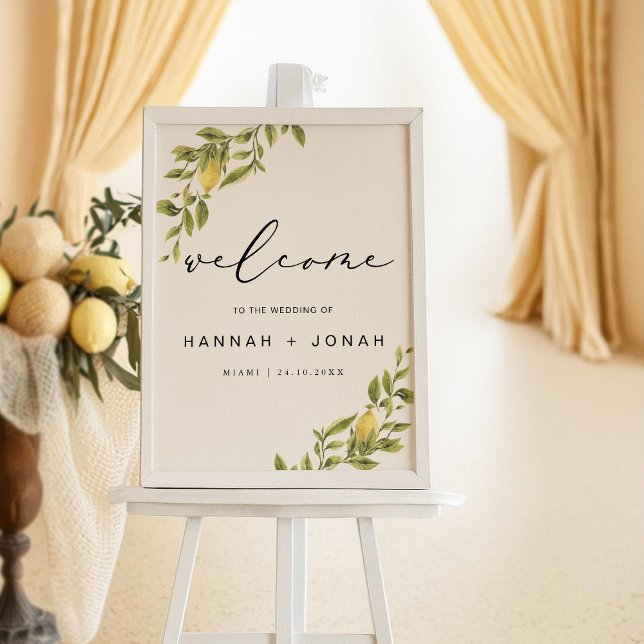 Lemon Calligraphy Wedding Begrüßungszeichen Poster (Von Creator hochgeladen)