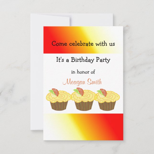 Lemon Candden Cupcakes Einladung (Vorderseite)