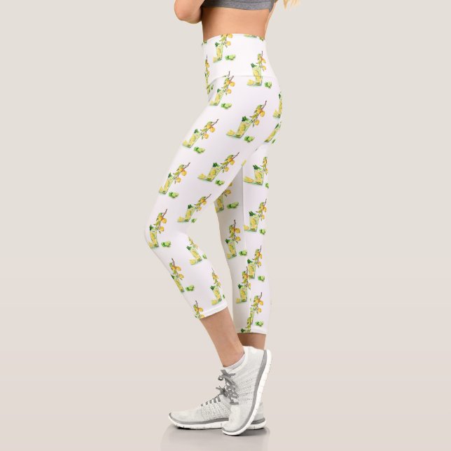 Lemon Capri Leggings Juice Cool Drink Sommer Party (Links)