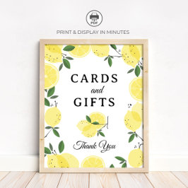 Lemon "Cards and Gifts" Bridal Shower sign Poster