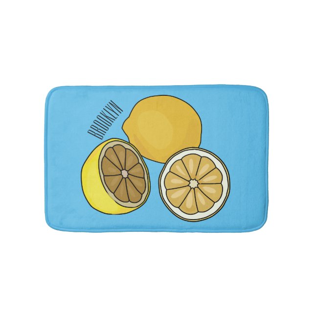 Lemon Cartoon Illustration Badematte (Vorderseite)