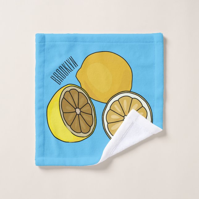 Lemon Cartoon Illustration Badhandtuch Set (Waschlappen)