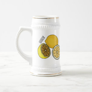 Lemon Cartoon Illustration Bierglas