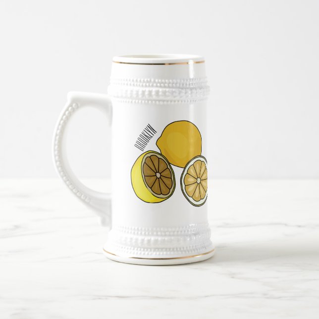 Lemon Cartoon Illustration Bierglas (Links)