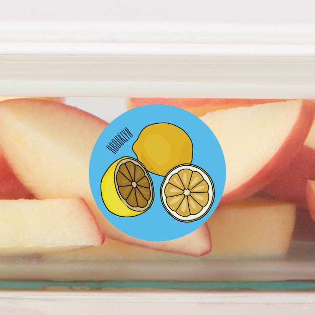 Lemon Cartoon Illustration Etiketten (Befestigt)