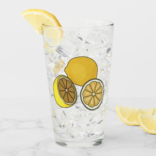 Lemon Cartoon Illustration Glas (Vorderseite Ice)