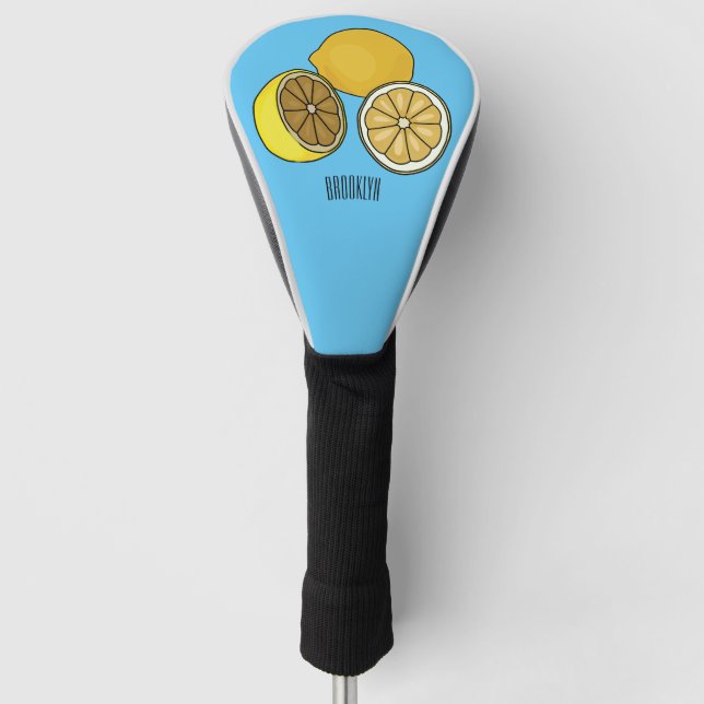 Lemon Cartoon Illustration Golf Headcover (Vorderseite)