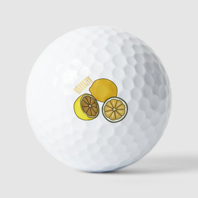 Lemon Cartoon Illustration Golfball (Vorderseite)