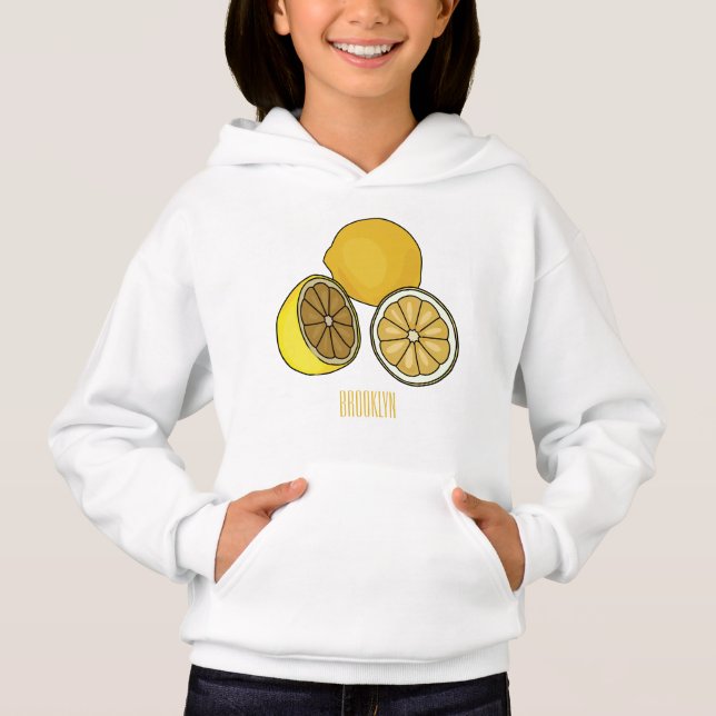 Lemon Cartoon Illustration Hoodie (Vorderseite)