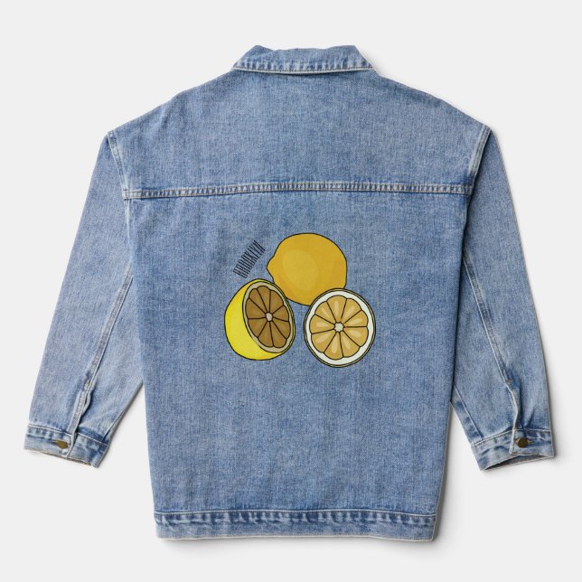 Lemon Cartoon Illustration Jeansjacke (Rückseite)