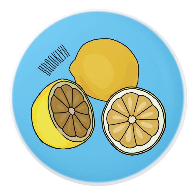 Lemon Cartoon Illustration Keramikknauf (Vorderseite)