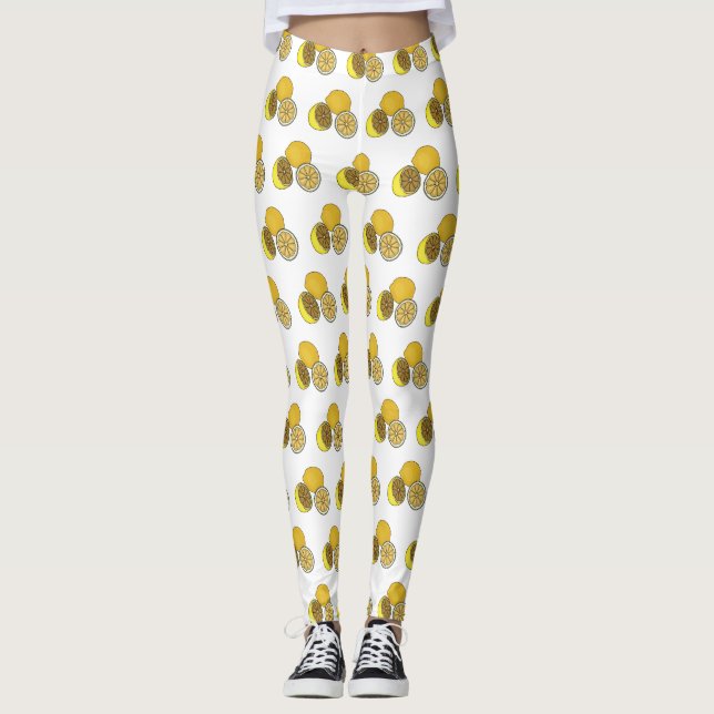 Lemon Cartoon Illustration Leggings (Vorderseite)