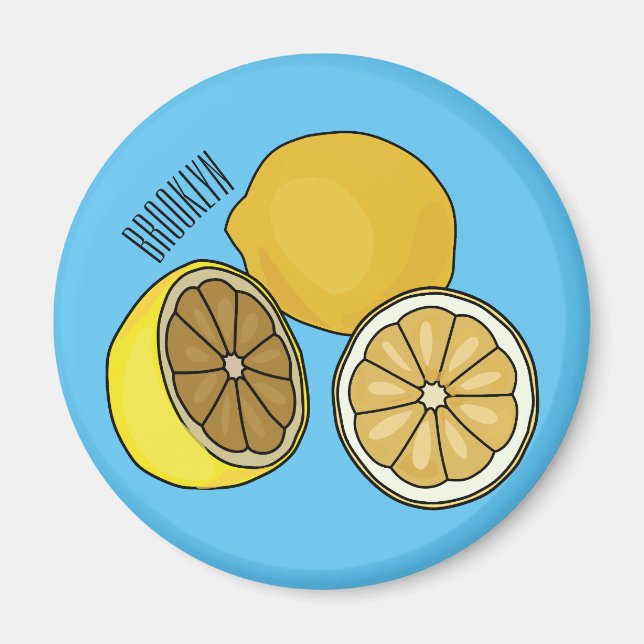 Lemon Cartoon Illustration Magnet (Vorne)