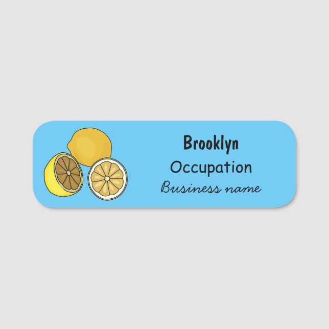 Lemon Cartoon Illustration Namensschild (Vorderseite)