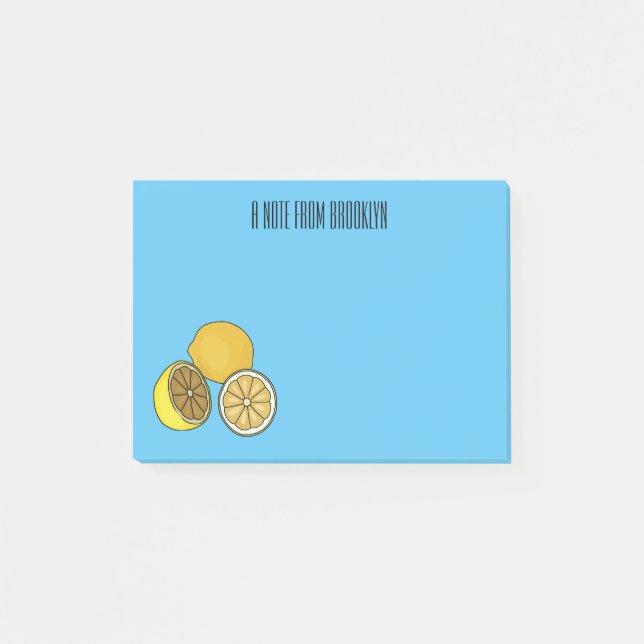 Lemon Cartoon Illustration Post-it Klebezettel (Vorderseite)