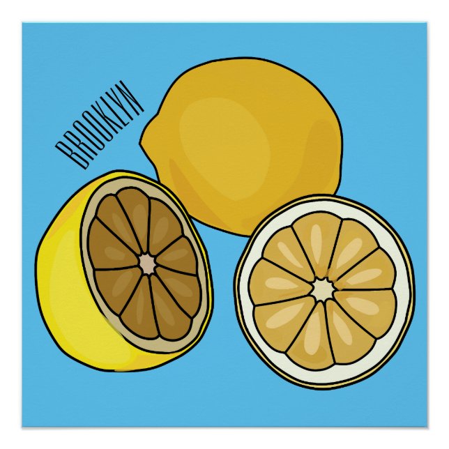 Lemon Cartoon Illustration Poster (Vorderseite)