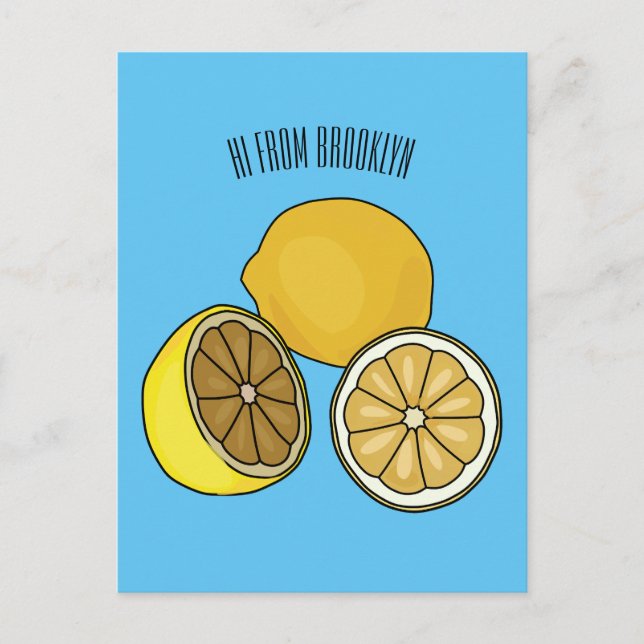 Lemon Cartoon Illustration Postkarte (Vorderseite)