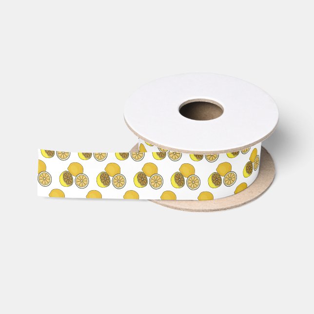 Lemon Cartoon Illustration Satinband (Spule)