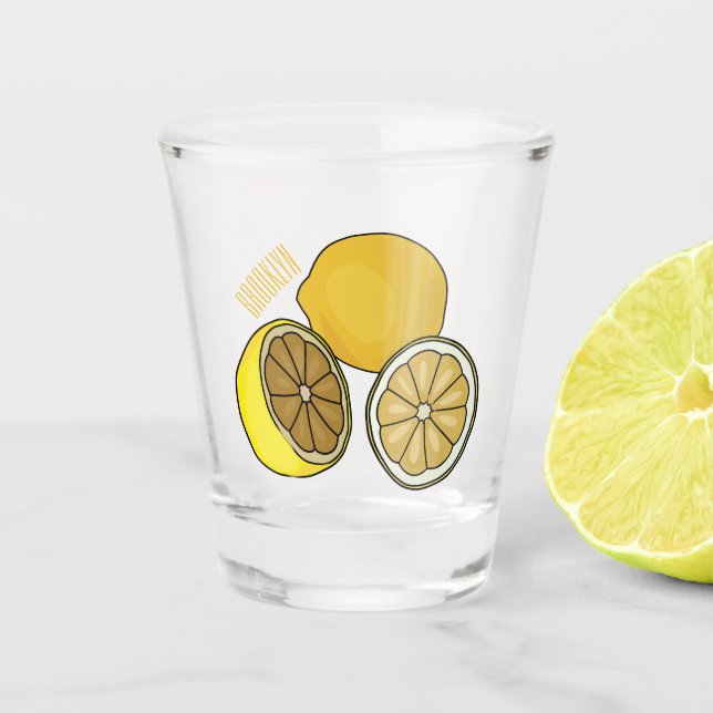 Lemon Cartoon Illustration Schnapsglas (Vorderseite)