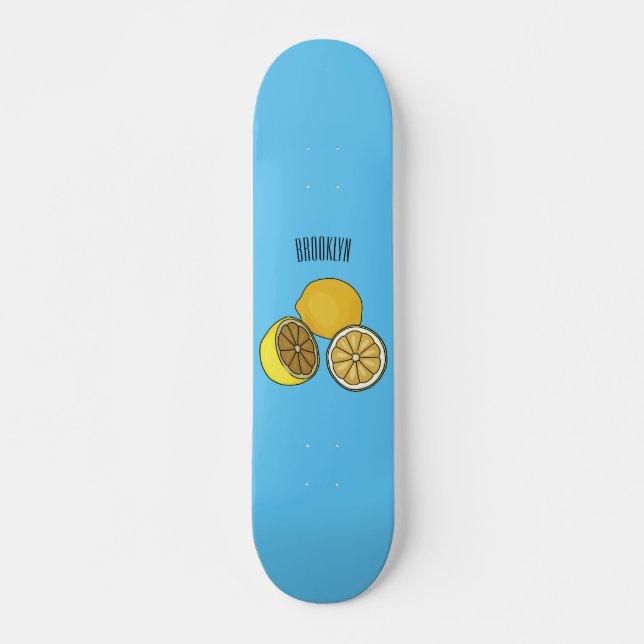 Lemon Cartoon Illustration Skateboard (Vorne)