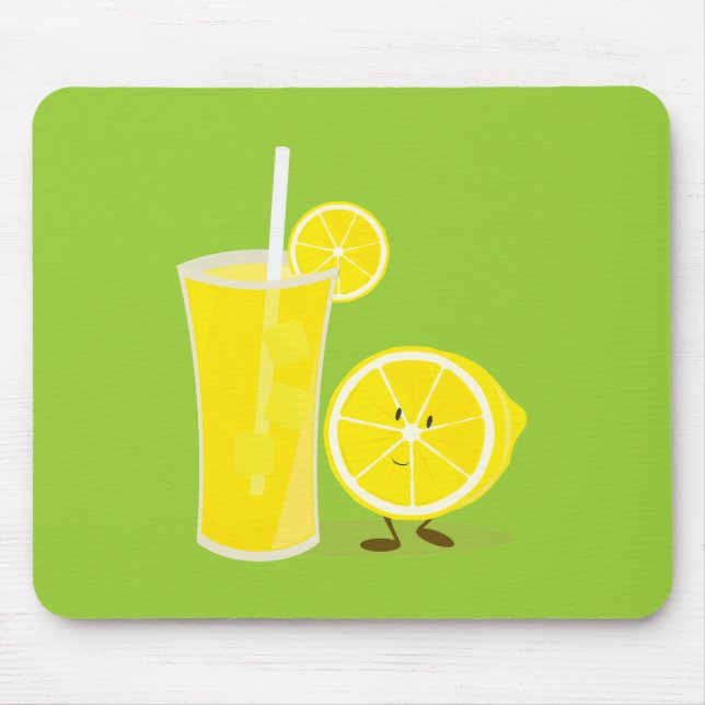 Lemon-Charakter stehend neben Limonade Mousepad (Vorne)