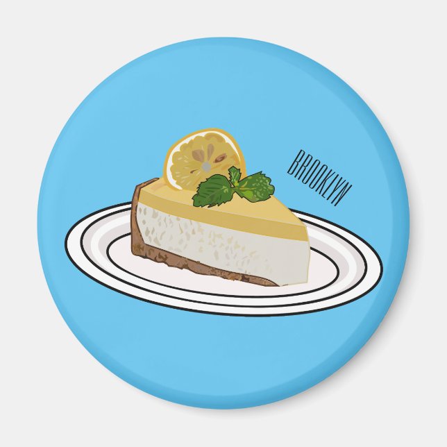 Lemon cheesecake Cartoon Illustration Magnet (Vorne)