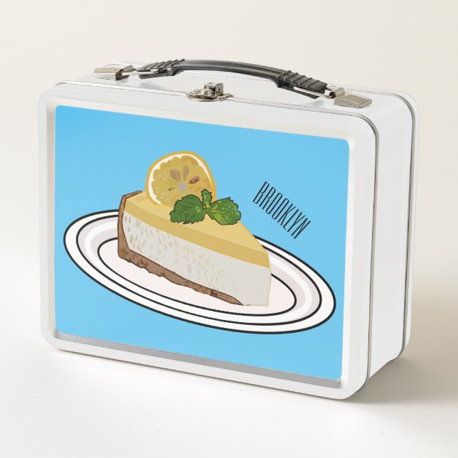 Lemon cheesecake Cartoon Illustration Metall Brotdose (Vorderseite)