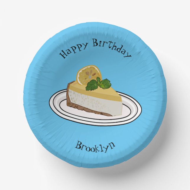 Lemon cheesecake Cartoon Illustration Pappteller (Vorderseite)