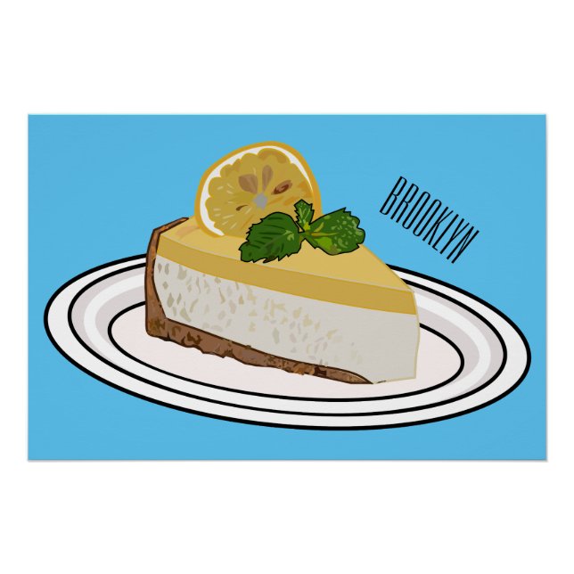 Lemon cheesecake Cartoon Illustration Poster (Vorderseite)