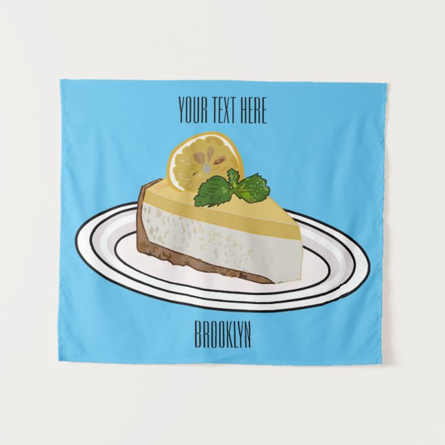Lemon cheesecake Cartoon Illustration Wandteppich (Vorderseite (Horizontal))