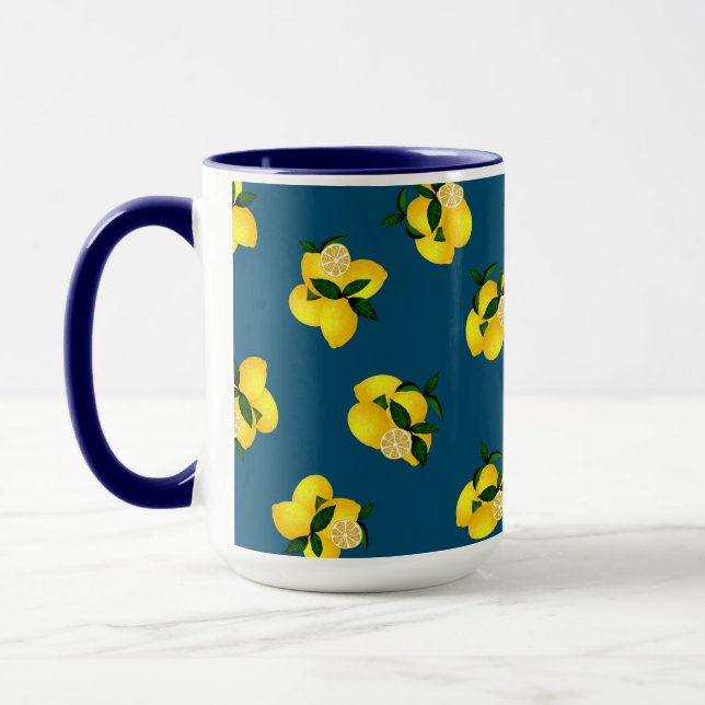 Lemon Chic Dark Blue Design Tasse (Links)