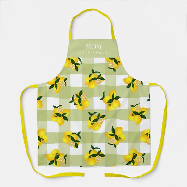 Lemon Chic Green Gingham Schürze (Vorderseite)