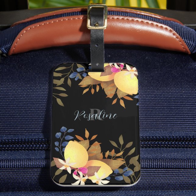 Lemon Chic Monogram Black Gepäckanhänger (Vorderseite Insitu 2)