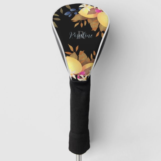Lemon Chic Monogram Black Golf Headcover (Vorderseite)