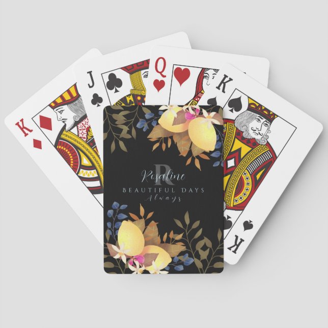 Lemon Chic Monogram Black Spielkarten (Rückseite)