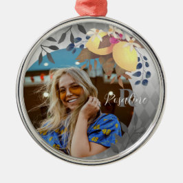 Lemon Chic Monogram Silver Ornament Aus Metall