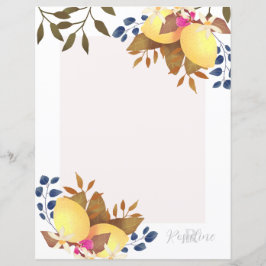 Lemon Chic Monogram White Paper Sheet
