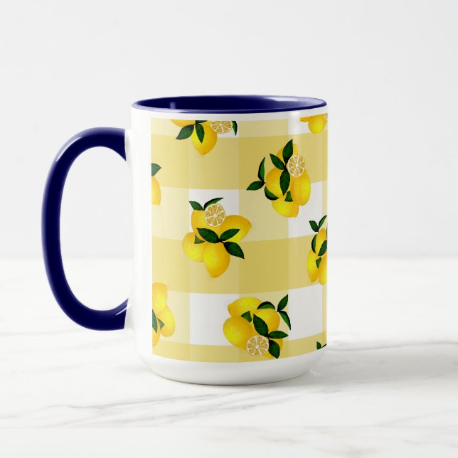Lemon Chic Yellow Gingham Tasse (Links)