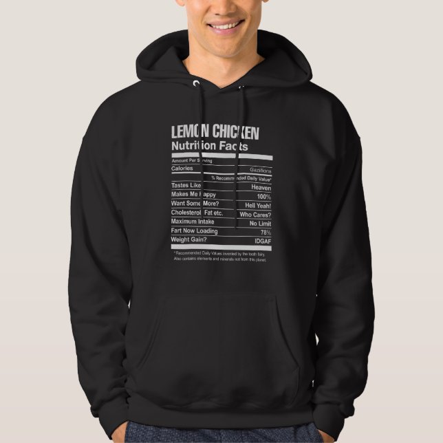 Lemon Chicken Nutrition Fakten Hoodie (Vorderseite)