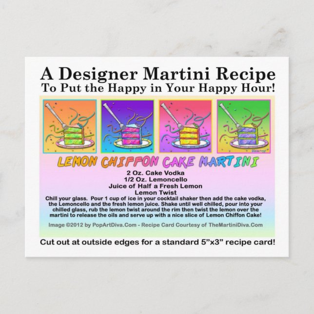 Lemon Chiffon Cake Martini Rezept Postkarte (Vorderseite)