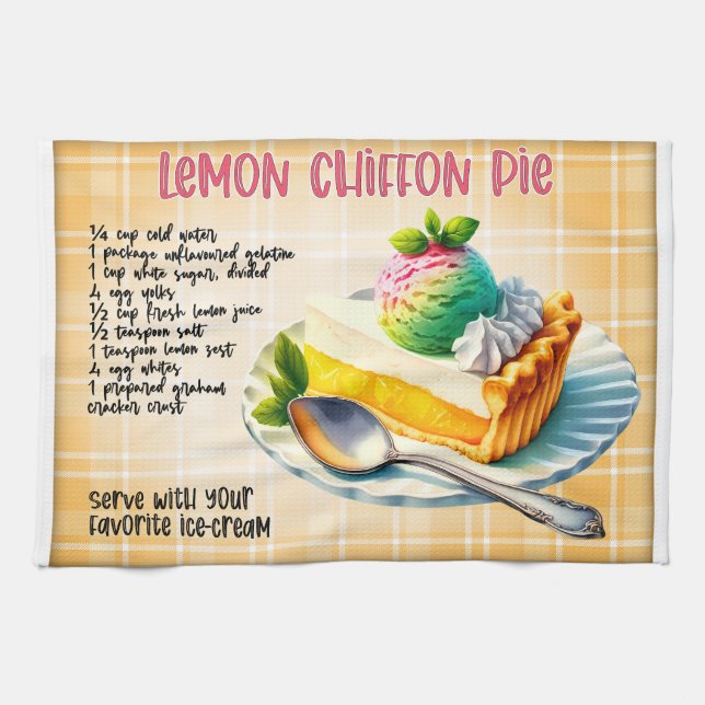 Lemon Chiffon Pie Rezpe Geschirrtuch (Horizontal)